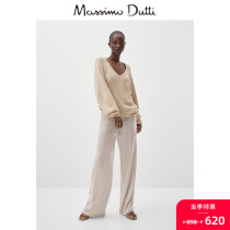 When season ex-gratia Massimo Dutti womens dress V collar shiny yarn sweater knit-jersey 05727611303