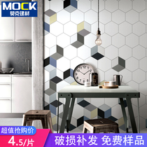 Hexagon tiles Nordic small flower tiles bathroom floor tiles background wall tiles dining room living room 200x230 kitchen tiles