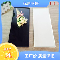 Plastic black and white rectangular cake pan west point dessert freezer pan mousse display tray ceramic flat plate