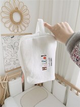 Cotton three-dimensional waffle embroidery storage bag crib tail hanging bag portable cosmetic bag multi-purpose