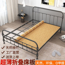 Ultra-thin folding bamboo bed board gasket row frame encryption mattress plus hard waist mat single car 1 5 meters 1 8