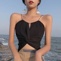 Small vest female 2021 summer new Korean version of kink chain personality knitted halter sweater slim Joker slim Joker