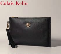 colaiv keliur new genuine leather casual mens handbag large capacity hand hold Baotou layer Bull Leather Envelope bag