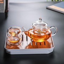 Mini teapot heat-resistant glass flower teapot transparent kung fu tea set filter tea maker household trumpet