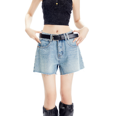 taobao agent Denim skirt, summer retro shorts, American style, fitted