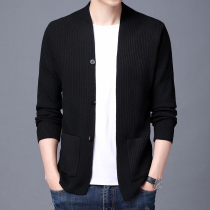 Sweater mens sweater cardigan autumn wear 2021 new spring and autumn thin casual loose thread coat collarless coat