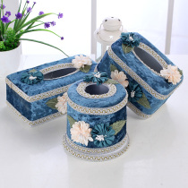 Fabric household napkin paper box Simple car paper box Cute lace living room coffee table tissue box