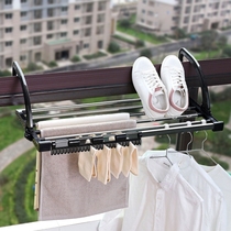 High-rise hanging balcony fence extendable drying shoe rack foldable artifact extendable closed anti-theft net drying room