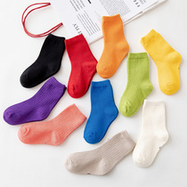 Childrens candy colored socks cotton spring and autumn thin girls tide ins Korean boys color baby stockings
