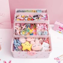 Childrens headdress hairpin ring Head rope storage box Girl baby dressing and finishing cute rubber band hairpin jewelry box