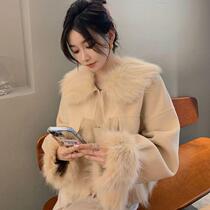 Splice Sheep Hairy Coat Female Fixin Short Coat 2021 Autumn and Winter New Fashion Design