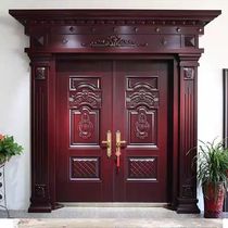 Zinc alloy villa gate rural self-built house emulation bronze door Home entrance double door open door to door