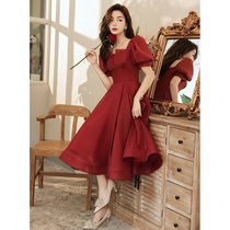 Toast brides 2021 new red betrothed wedding night gown dress Summer design Small crowd can wear