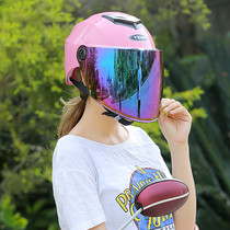 Mustang helmet female summer sunscreen portable helmet UV protection semi-helmet womens battery car breathable helmet