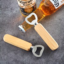 Rubber wood handle stainless steel beer bottle opener creative soda bottle screwdriver beer screwdriver