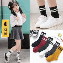 Girls  socks spring and autumn thin cotton mid-tube socks Childrens trendy socks ins Korean Western style autumn autumn and winter pile socks
