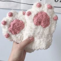 diy hand-woven cat claw material bag gloves self-made wool cute half finger gloves autumn and winter couple gifts
