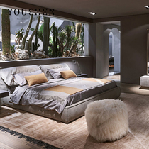 Italian baxter elephant ears full frosted head layer leather bed imported high-end large bag floor master bed