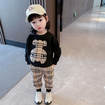 Girls Net red set spring and autumn 2021 new foreign style clothes children childrens clothing baby Autumn two sets