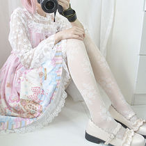 Mary Jane shoes socks Japanese lace socks womens pantyhose step on the hollow thin leg rose print anti-hook thin
