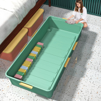 Bed bottom storage box with pulley low household large clothes finishing box drawer storage cabinet