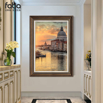 American porch decorative painting restaurant high-end hanging painting staircase murals living room wall Wall European painting retro architectural oil painting