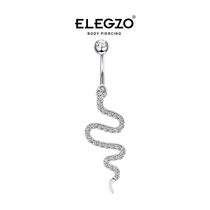 925 Pure silver belly navel button hole against allergy flash female snake net red hot button nail design