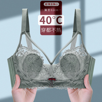 Underwear Womens thin section No steel ring small breasts gather anti-sagging rabbit ears No sponge ultra-thin display small text bra Summer