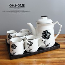 Home water glass suit Living room Cup with ceramic mug suit Nordic Water Kettle Cold Kettle minimalist teacup with trays