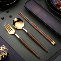 Portable cutlery chopsticks spoon suit students work family cutlery box portable chopsticks spoon fork three pieces