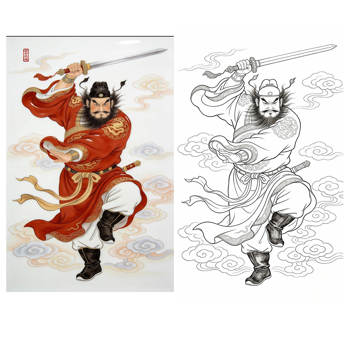 吴道子 钟馗図》 中堂掛軸 鑑賞用 宣紙装裱／魔除け・開運飾り O1CN01Eq3tJA1YY6xhVeKFM_!!