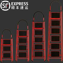 Practical multi-function herringbone ladder Bedroom folding decoration ladder single side thickened reinforced telescopic aluminum alloy lightweight ladder
