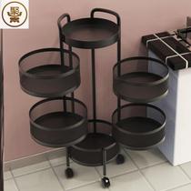 Kitchen detachable rotating vegetable basket rack floor multifunctional round multi-layer storage rack for fruits and vegetables