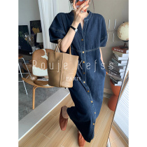 Rouje Kefss French vintage cowboy dress female thin tumble wind shirt long skirt