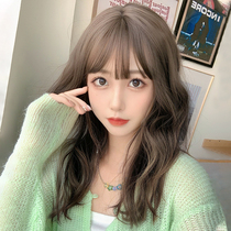 Wig female summer long hair Full head hood curly hair Medium long clavicle hair Sweet cute girl daily wool roll short hair