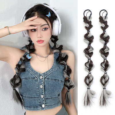 taobao agent Bubble braid wig pick -up ponytail wig red boxing braid lanterns, twist braids, European and American hot girl wind
