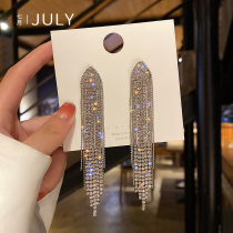 Summer exaggerated long earrings 2021 New Tide full diamond tassel earring temperament senior sense atmospheric earrings women