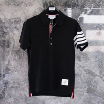 Thom Browne 21 Summer TB Striped Short sleeve polo Shirt Loose casual couple T-shirt