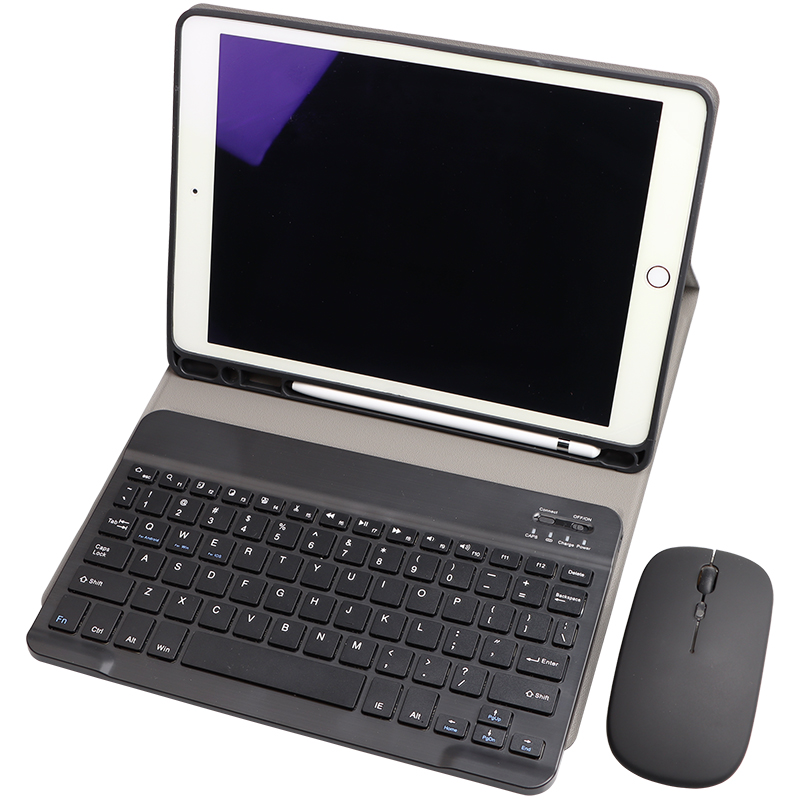 适用于2021ipad10.2英寸保护套带笔槽蓝牙键盘触摸板鼠标平板电脑全包边