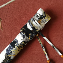 Small embroidery Xuan bamboo flute set cave flute set south flute set Chinese wind bronzing pattern golden chrysanthemum crane figure flute flute bag eight bags