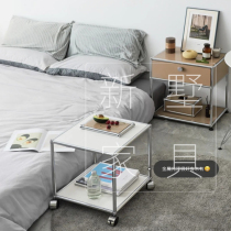 Designer stainless steel mobile trolley coffee table Cafe dining table simple modern bedroom bedside small table