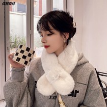 Rex rabbit hair scarf female winter Korean version of Joker hair lace scarf imitation fur Japanese niche plush collar