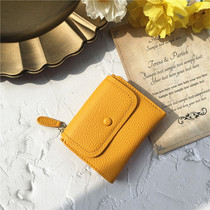 Card bag girl heart small wallet thin Japanese and Korean simple folding soft wallet zipper pocket small and exquisite card bag