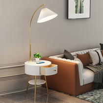 Coffee table floor lamp living room sofa next to ins Net red Nordic bedroom bedside table with drawer shelf
