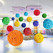 Color vine ball Willow ball Round rattan woven color ball hanging kindergarten school corridor ceiling diy decorative hanging