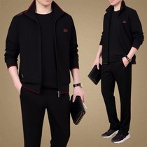 Li Ningpooh Seniors Sports Suit Mens Spring Casual Middle-aged Men Sportswear Sportswear Daddy clothing three sets