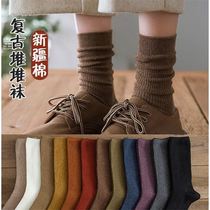 Socks female Korean version of socks autumn and winter solid color cotton socks ins female stockings Japanese stockings children pile socks