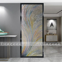 Customized tempered carving art glass partition screen double-sided transparent simple light luxury living room porch cabinet background wall