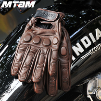 Retro locomotive Harley motorcycle gloves summer breathable knight riding real cowhide touch screen anti-Fall men and women windproof