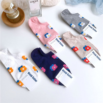 South Korea Dongdaemun summer campus style sweet flower womens boat socks Hyuna wind flower shallow mouth silicone invisible socks